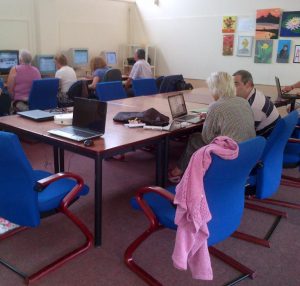 Computer update: club members learn their way round keyboards and screens