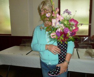 Welly I never - Lorna Hall is a winner with her flowers in an unusual container