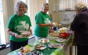 Sue Moore and Janet Sherwood serving up a treat at Ferry Road Medical Centre
