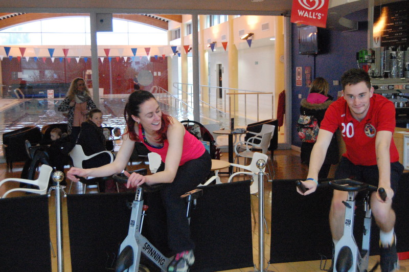 Kenny Butchers and Lindsey Hines doing the spinathon