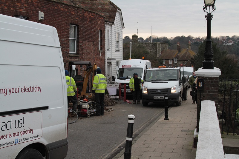 Four vans and a digger closed the Landgate