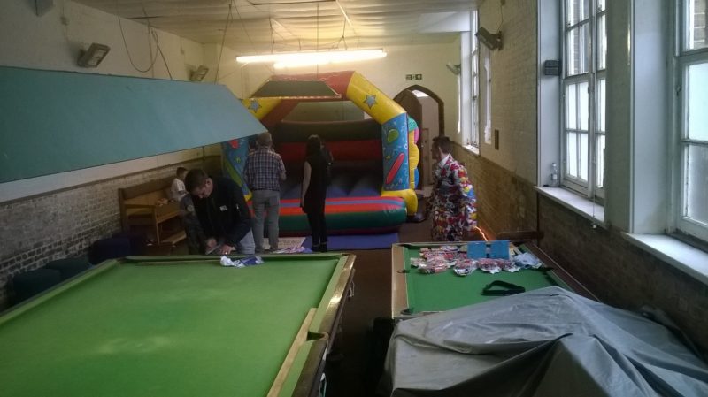 Snooker table and bouncy castle