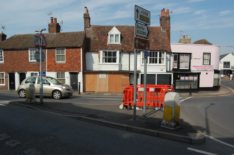 Demolished bollard and frontage at Ferry Road