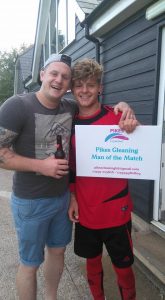 Louboi Barker congratulating the Pikes Cleaning Man of the match Sammy Foulkes