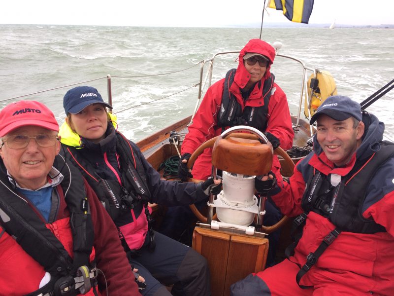 The crew enjoy the ride as Helena Anne surfs downwind