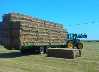 Bales of hay and wool