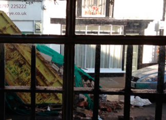 Skip slip just misses car