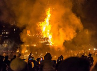 Fireworks noise and a bonfire