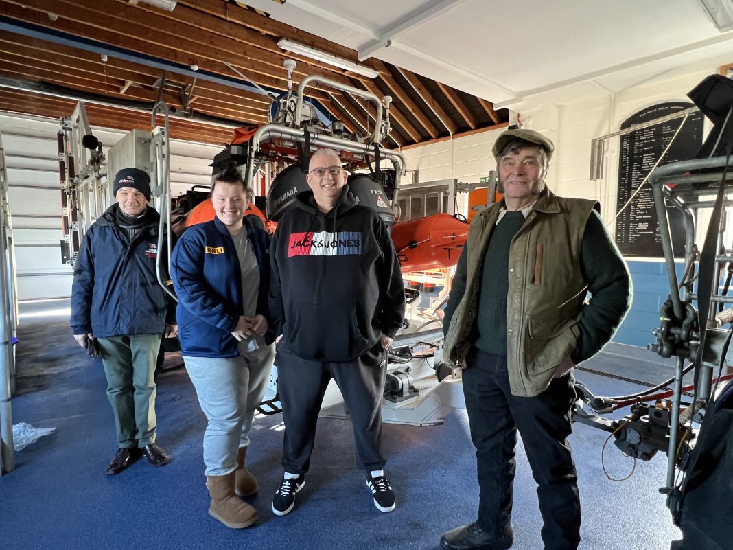 Ron Baker at RNLI Rye Harbour with Paul and Izzy Bolton and Martin Bruce