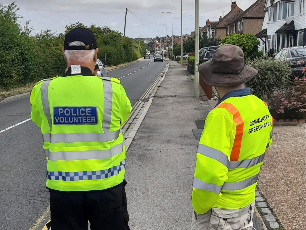 Out checking speeding cars on the New Winchelsea Road