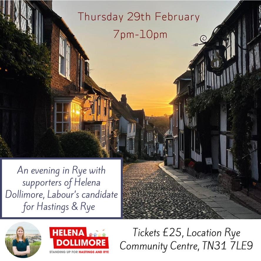 An evening in Rye in support of Labour MP Candidate for Hastings and Rye Helena Dollimore