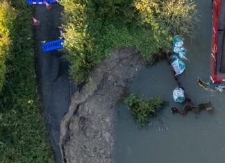 River bank collapse at Brede Sluice