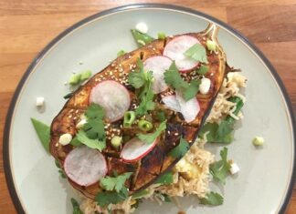 Autumn recipe with aubergine