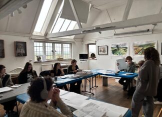 Art students at gallery